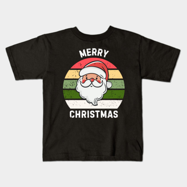 Vintage Santa Merry Christmas Retro Style Kids T-Shirt by Creatifly Graphic Tees