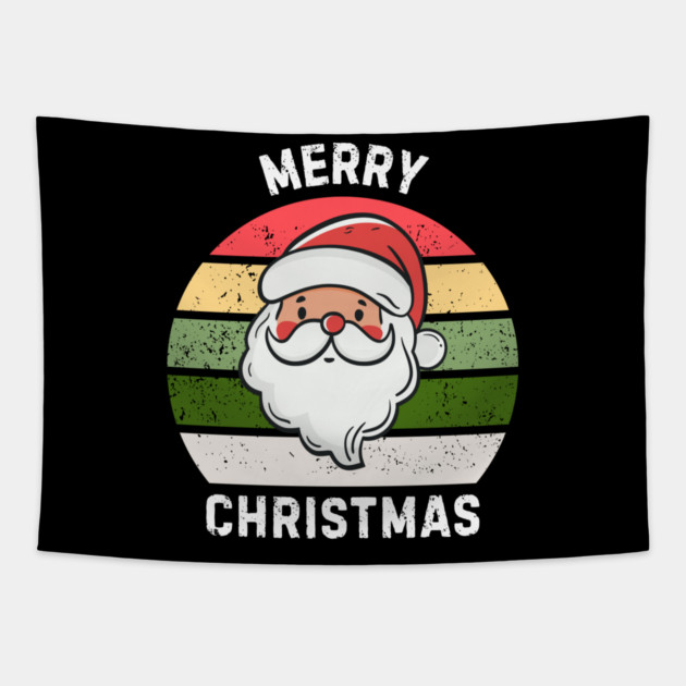 Vintage Santa Merry Christmas Retro Style Tapestry by Creatifly Graphic Tees