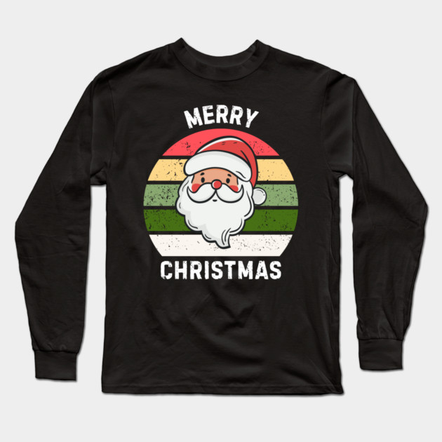 Vintage Santa Merry Christmas Retro Style Long Sleeve T-Shirt by Creatifly Graphic Tees