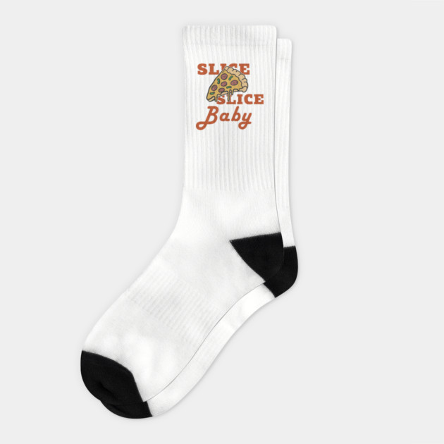 Slice Slice Baby Pizza Pun Cheesy Joke Socks by Anticorporati