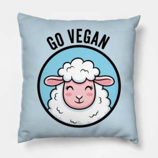 Cute Sheep Go Vegan Pillow