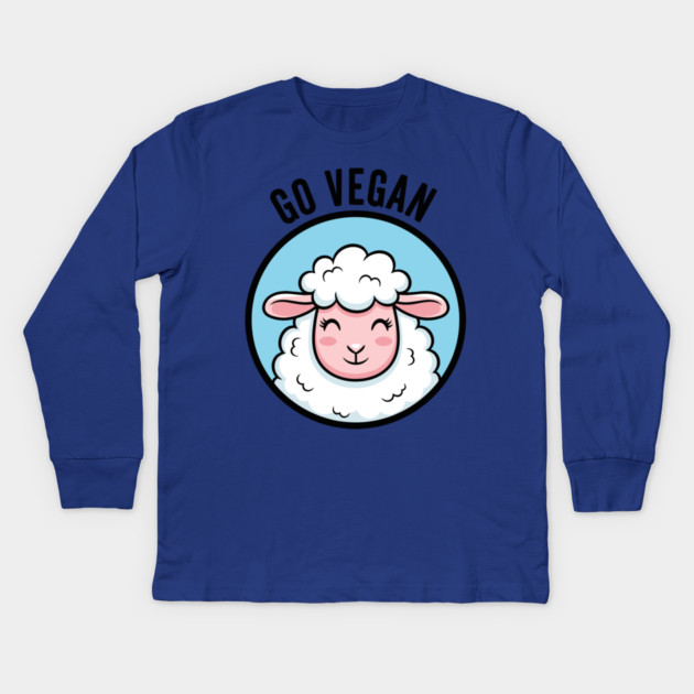 Cute Sheep Go Vegan Kids Long Sleeve T-Shirt by enrynz