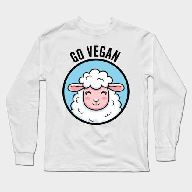 Cute Sheep Go Vegan Long Sleeve T-Shirt by enrynz