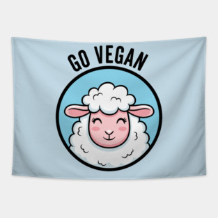 Cute Sheep Go Vegan Tapestry