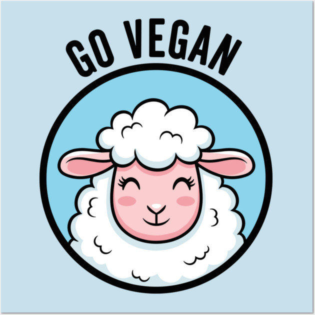 Cute Sheep Go Vegan Wall Art by Digironin