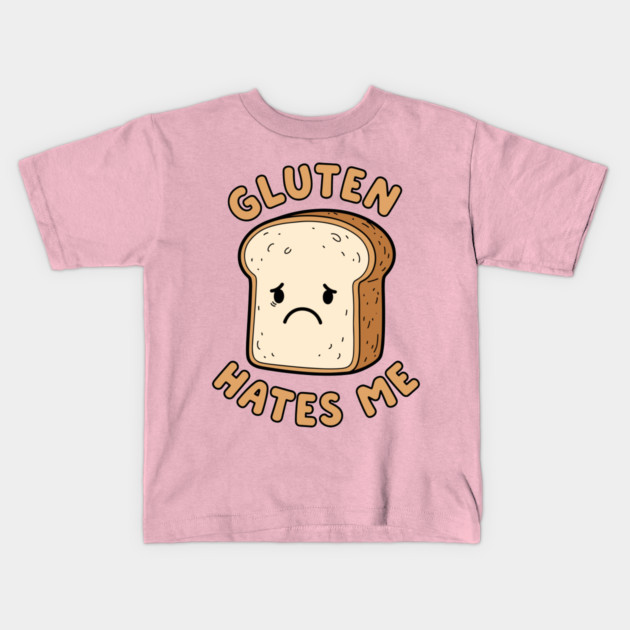 Gluten Hates Me Kids T-Shirt by enrynz