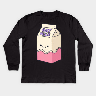 Adorable Oat Milk Cartoon Kids Long Sleeve T-Shirt