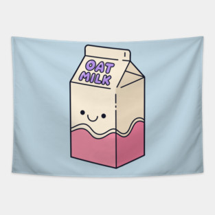 Adorable Oat Milk Cartoon Tapestry