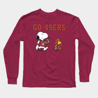 Go 49ers – Snoopy & Woodstock Football Long Sleeve T-Shirt