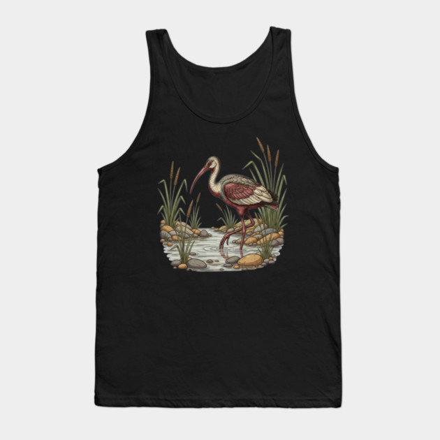 Ibisbill Bird Walking in River with Reeds Tank Top by BirdsnStuff