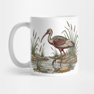 Ibisbill Bird Walking in River with Reeds Mug
