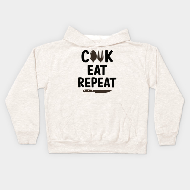 Cook Eat Repeat Kids Hoodie by enrynz
