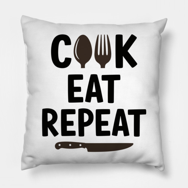 Cook Eat Repeat Pillow by enrynz
