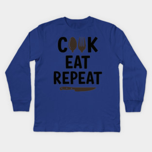 Cook Eat Repeat Kids Long Sleeve T-Shirt