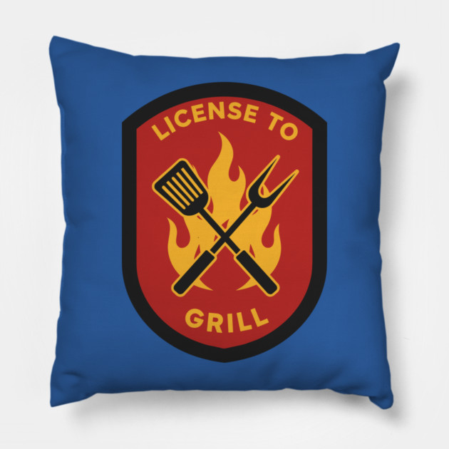License to Grill BBQ Lovers Pillow by enrynz