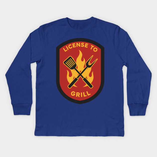 License to Grill BBQ Lovers Kids Long Sleeve T-Shirt by enrynz