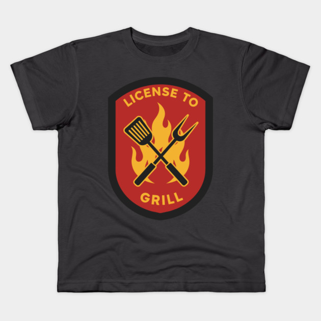 License to Grill BBQ Lovers Kids T-Shirt by enrynz