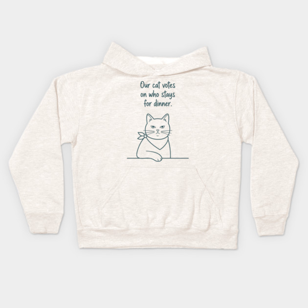 Our Cat Votes Who Stays Kids Hoodie by enrynz