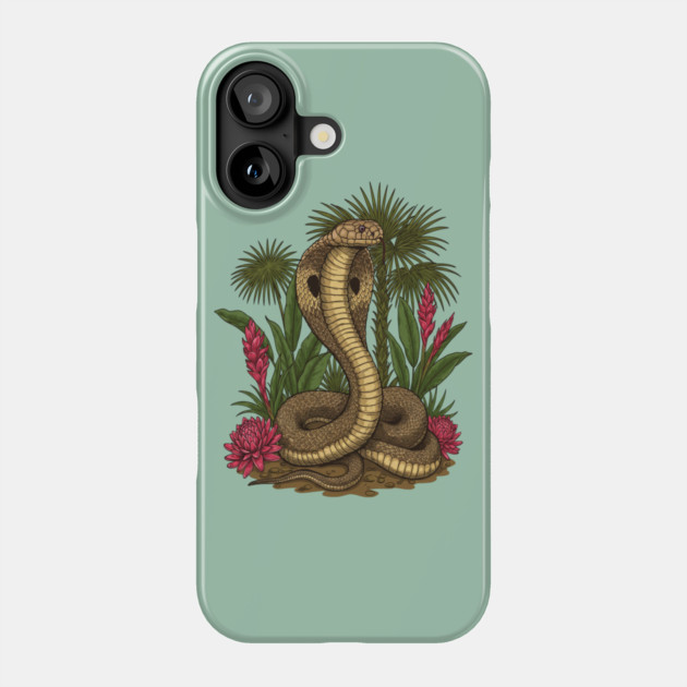 King Cobra Snake Among Tropical Red Ginger Phone Case by BirdsnStuff