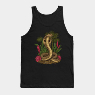 King Cobra Snake Among Tropical Red Ginger Tank Top