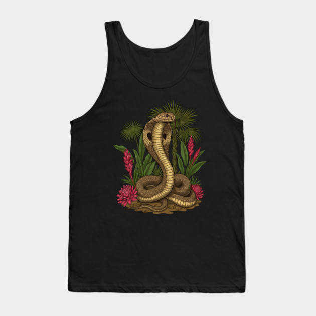 King Cobra Snake Among Tropical Red Ginger Tank Top by BirdsnStuff
