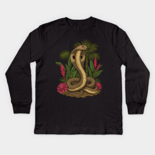 King Cobra Snake Among Tropical Red Ginger Kids Long Sleeve T-Shirt