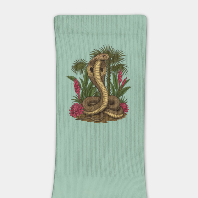 King Cobra Snake Among Tropical Red Ginger by BirdsnStuff