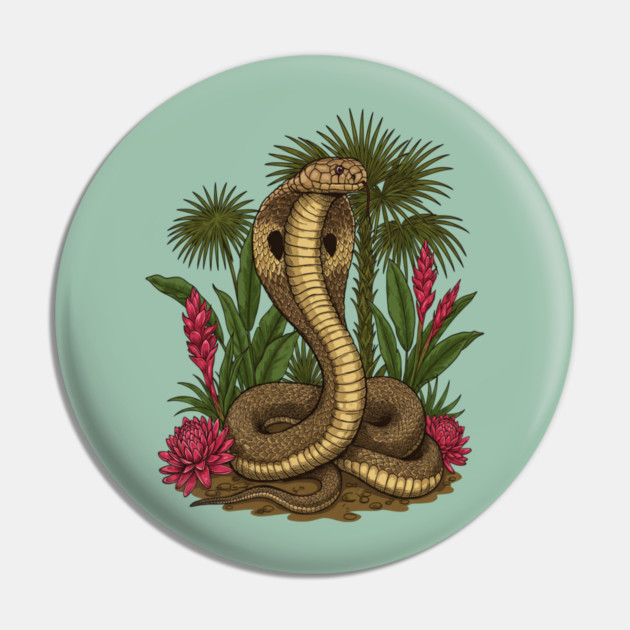 King Cobra Snake Among Tropical Red Ginger Pin by BirdsnStuff