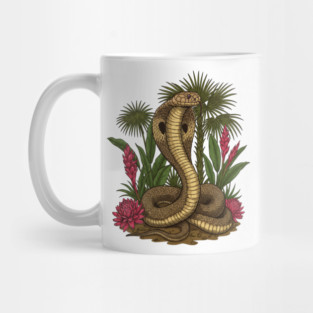 King Cobra Snake Among Tropical Red Ginger Mug