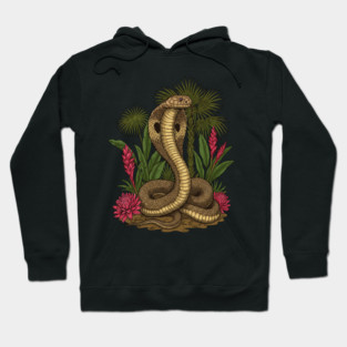 King Cobra Snake Among Tropical Red Ginger Hoodie