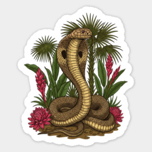 King Cobra Snake Among Tropical Red Ginger Magnet