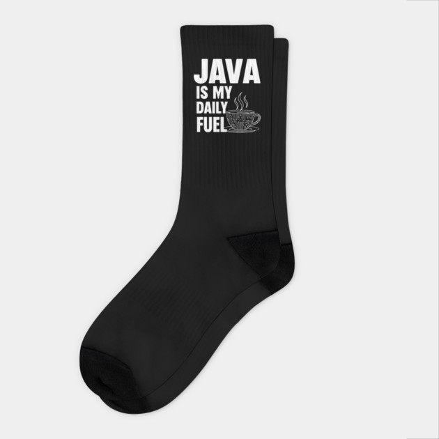 Java is My Daily Fuel - Programmer Coffee Pun Mug Socks by enrynz