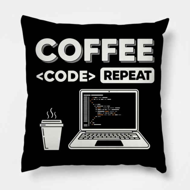 Coffee Code Repeat Pillow by enrynz