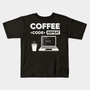 Coffee Code Repeat Kids T-Shirt