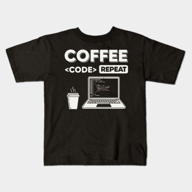 Coffee Code Repeat Kids T-Shirt by enrynz