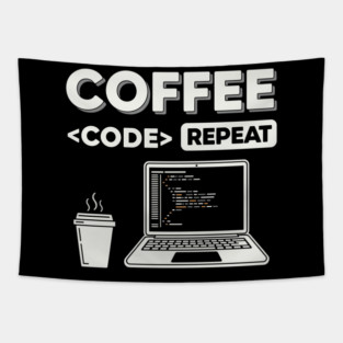 Coffee Code Repeat Tapestry