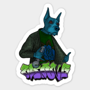 Crazy Dog with Bong Sticker