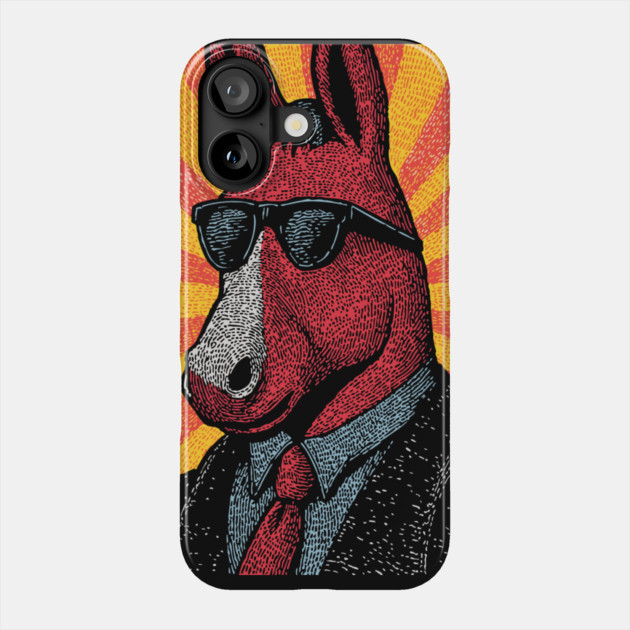 Cool Donkey in Suit - Retro Sunburst Phone Case by TuncGK
