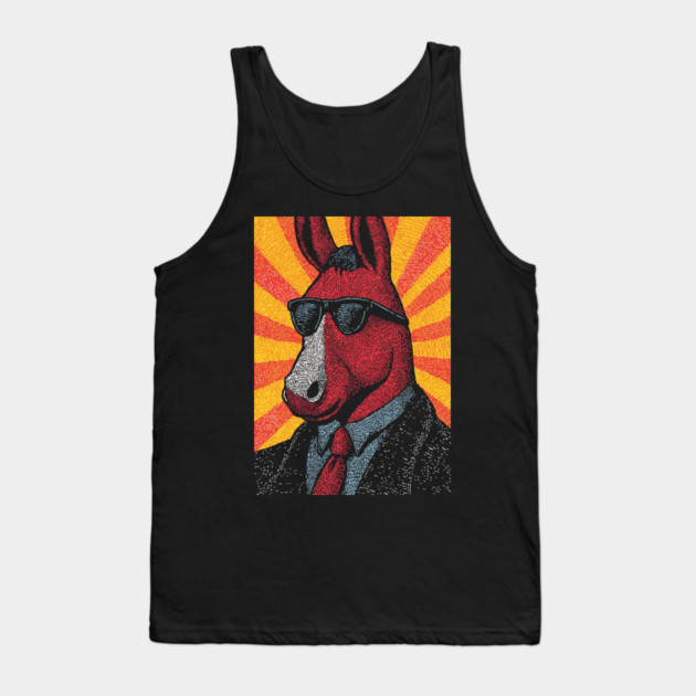 Cool Donkey in Suit - Retro Sunburst Tank Top by TuncGK