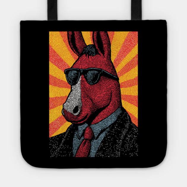 Cool Donkey in Suit - Retro Sunburst Tote by TuncGK