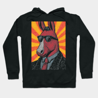 Cool Donkey in Suit - Retro Sunburst Hoodie