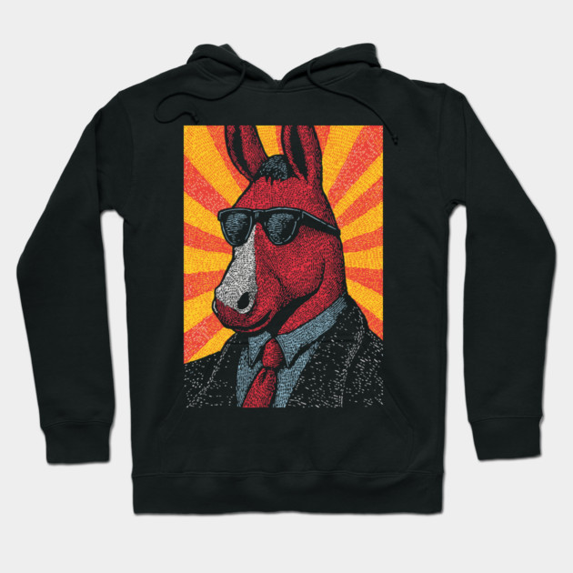 Cool Donkey in Suit - Retro Sunburst Hoodie by TuncGK