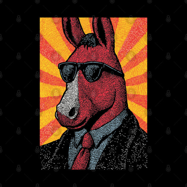 Cool Donkey in Suit - Retro Sunburst by TuncGK