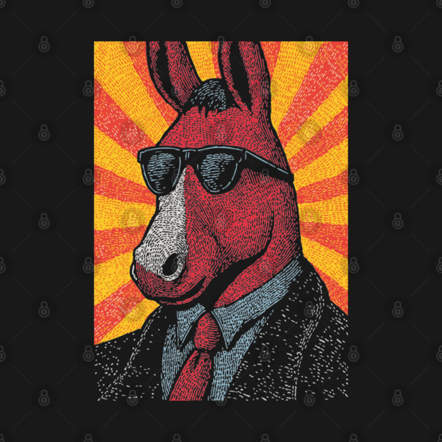 Cool Donkey in Suit - Retro Sunburst by TuncGK