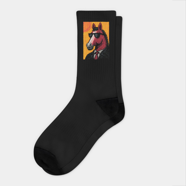Dapper Horse in Sunglasses Socks by TuncGK