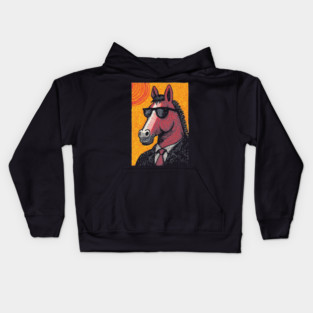 Dapper Horse in Sunglasses Kids Hoodie