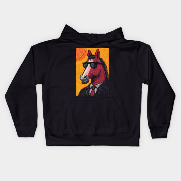 Dapper Horse in Sunglasses Kids Hoodie by TuncGK