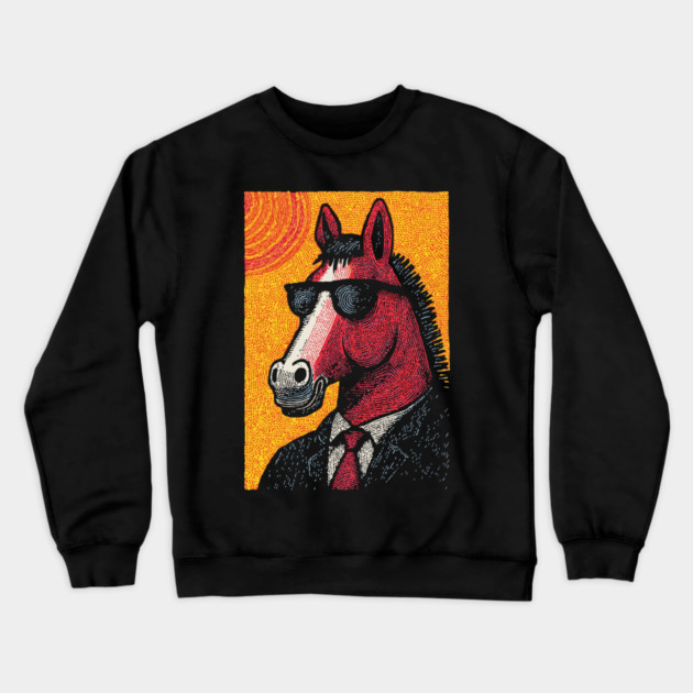 Dapper Horse in Sunglasses Crewneck Sweatshirt by TuncGK