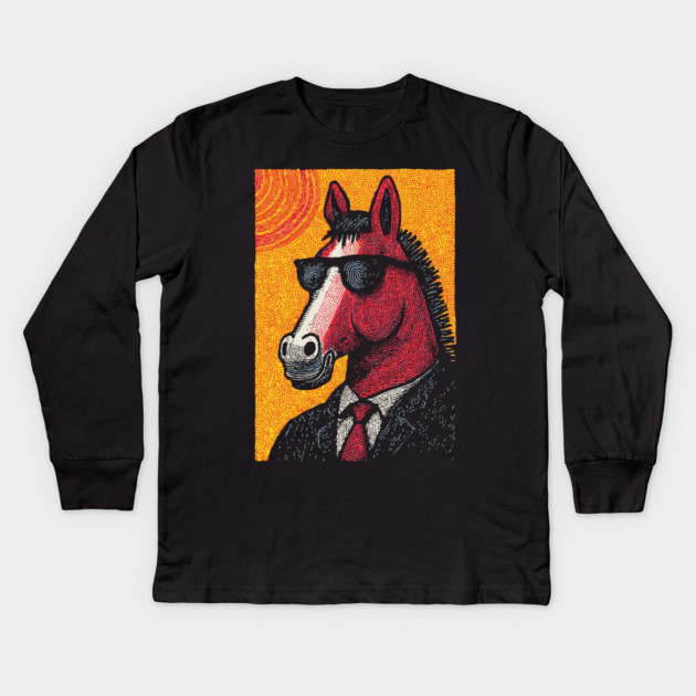 Dapper Horse in Sunglasses Kids Long Sleeve T-Shirt by TuncGK