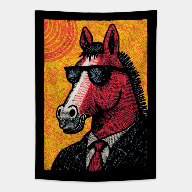 Dapper Horse in Sunglasses Tapestry by TuncGK